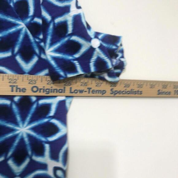 Liz & Me Catherine 1X Blouse Womens  Flowers  Blue Short SLeeve - Picture 6 of 8